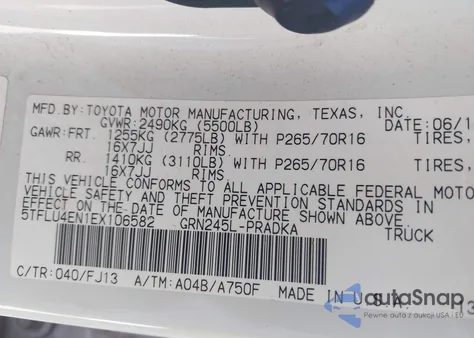 2014 Toyota Tacoma Double Cab z USA, uszkodzony, nr VIN 5TFLU4EN1EX106582